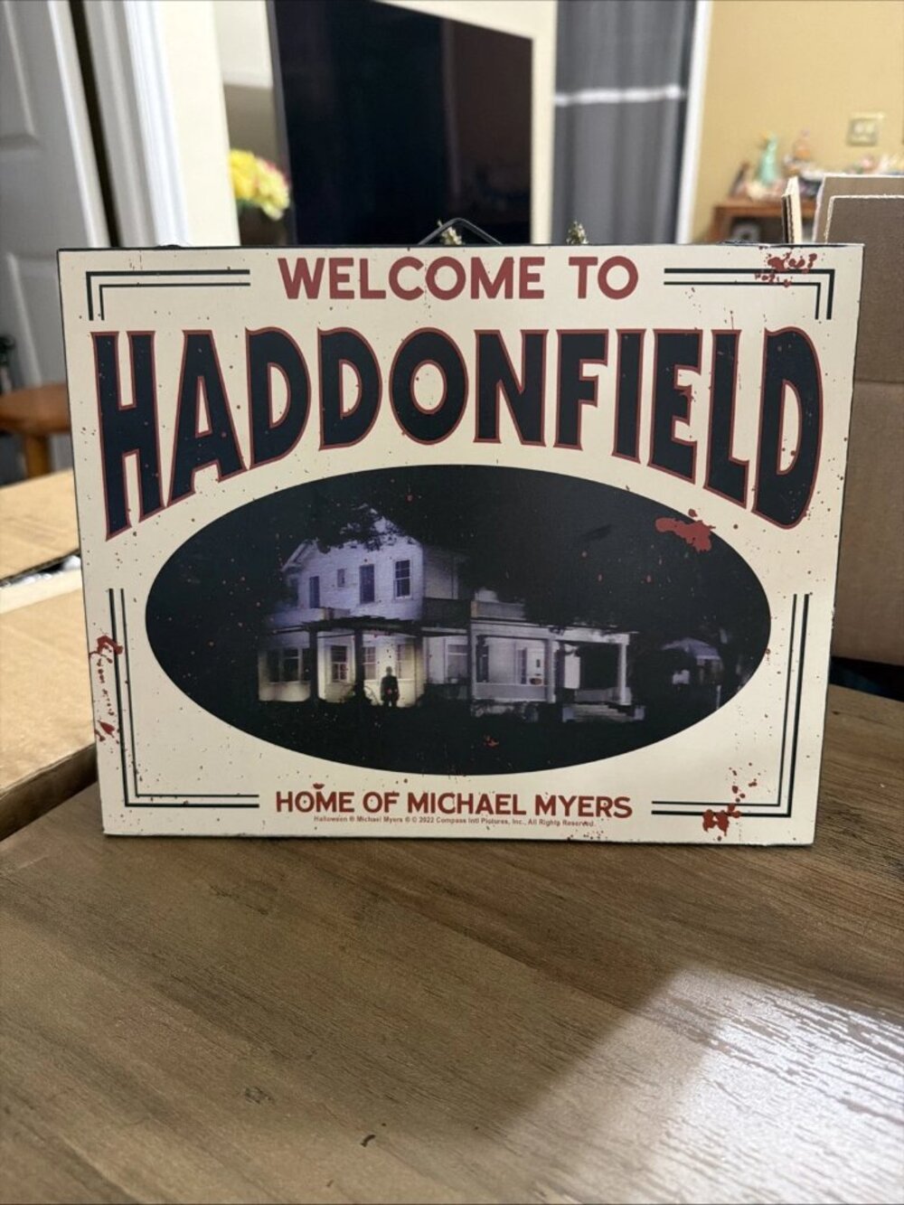 Spirit Halloween Welcome To Haddonfield Home Of Michael Myers Sign 8x10 - NWT